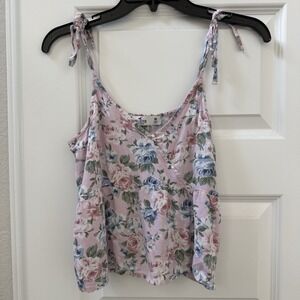 Hollister Women's Pink Floral Tank Top Size Medium